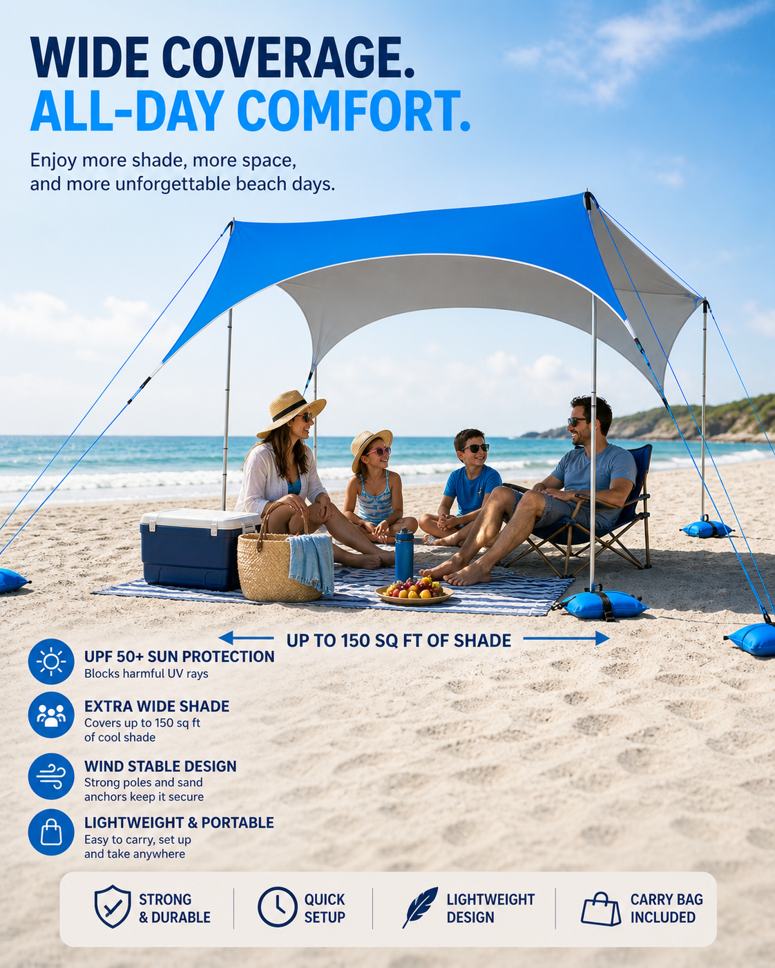 ShadeFlow™ Beach Canopy Tent (UPF 50+)