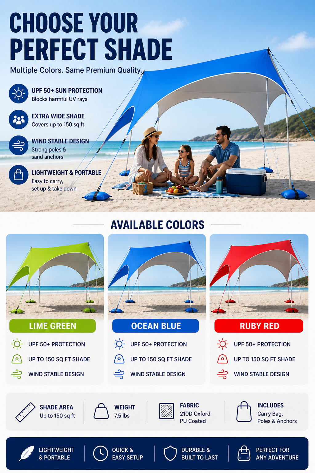 ShadeFlow™ Beach Canopy Tent (UPF 50+)