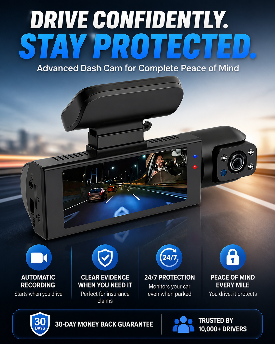 DriveGuard Dash Cam! Never Lose an Insurance Claim Again