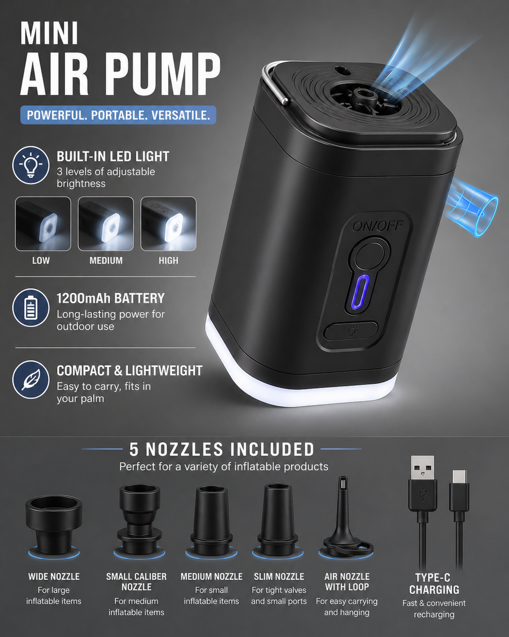 AirFlow Pro™ Portable Camping Air Pump