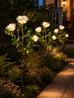 SolarGlow™ White Rose Garden Lights